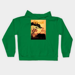 Rhino Giraffe in Africa Safari Kids Hoodie